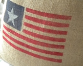 Burlap Flag Pillow Cover