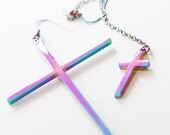 Rainbow cross earrings