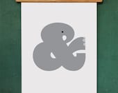 Elephant Ampersand Animal Typographic Art Print