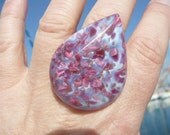 Brittney statement cocktail ring - gorgeous glass cabochon - sky ble and purple - eco friendly repurposed vintage