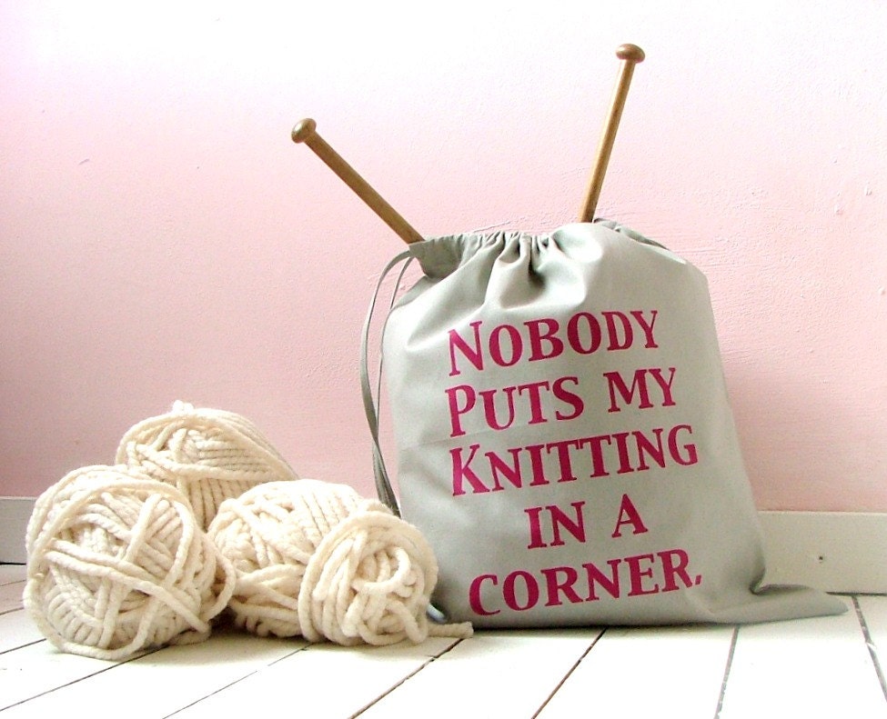 Knitting  Bag -  Grey  knitting pouch