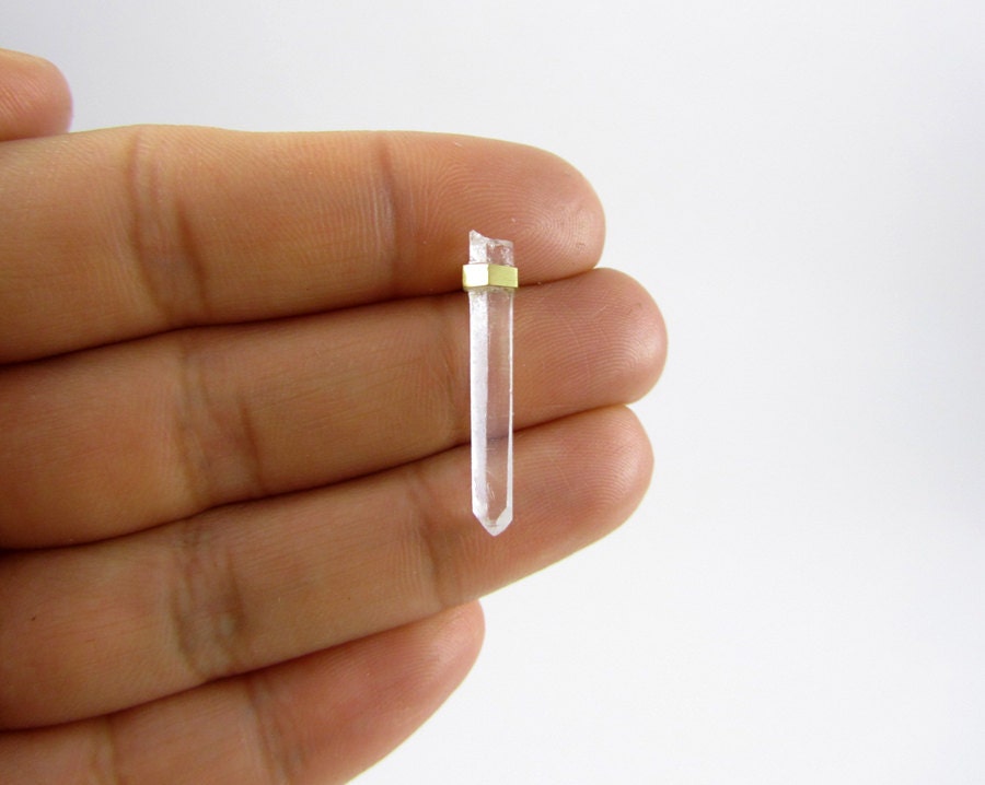 Quartz Crystal Earring stud with Brass, Sterling Silver Post single earring Free Shipping