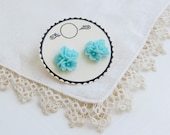 Flower Earrings - Aqua Blue Cabochons