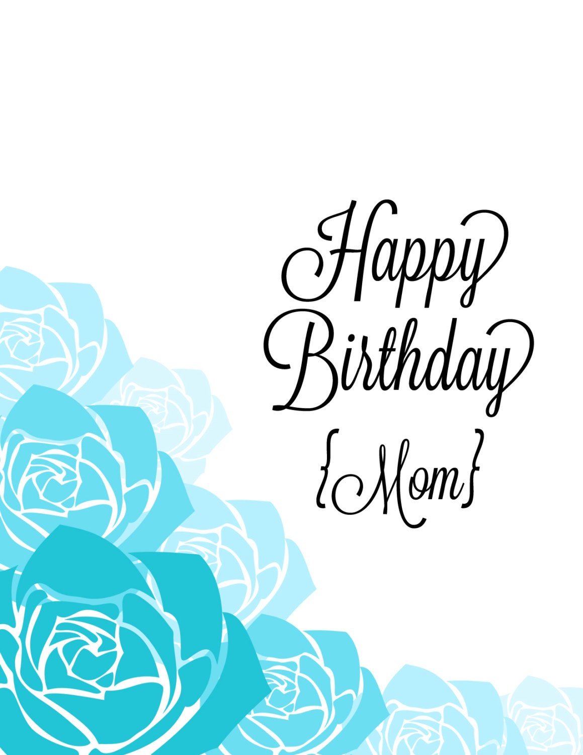 Happy Birthday Mom: 4.25 x 5.5 Greeting Card, Colors can be customized Il_170x135