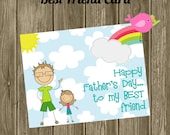 BEST Friend Fathers Day Card: 4.25 x 5.5 Greeting Card/Father's Day Card. Father Son. Father Daughter. Sun. Best Buds. Il_170x135