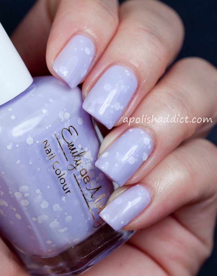 Nail polish - "Simplicity" matte white glitter in a pastel purple base