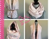 Pastel pink pinstripe jersey snap scarf