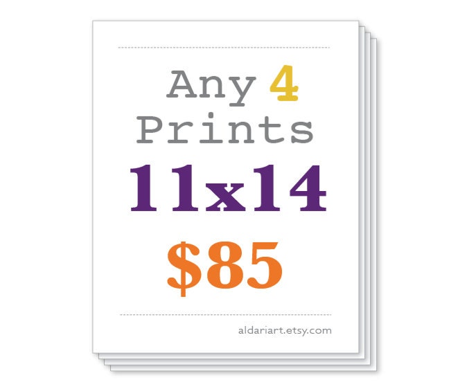 Any Four Prints 11x14, Package deal, Discounted set