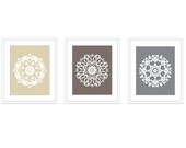 Mandala Art Print Set Wall Art Modern Home Decor Meditation - Ombre -  neutral Beige Tan Brown Grey - Rustic Spring Summer Colors