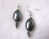 Hematite and silver pin earrings