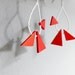 red triangles in a hoop - geometric minimal earrings - contemporary jewelry