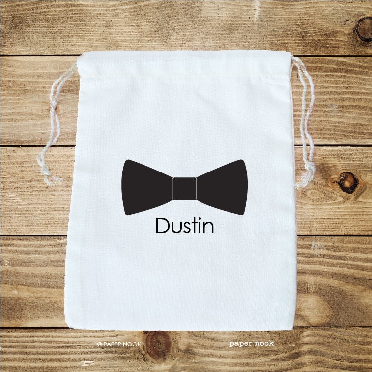 Bow Tie Personalized Cotton Favor Bag