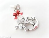 Skull and Anchor dust plug charm, Pirate iPhone plug charm, pin up girl phone charm