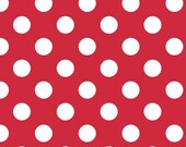 Red and White Medium Polka Dot Cotton For Riley Blake, 1 Yard