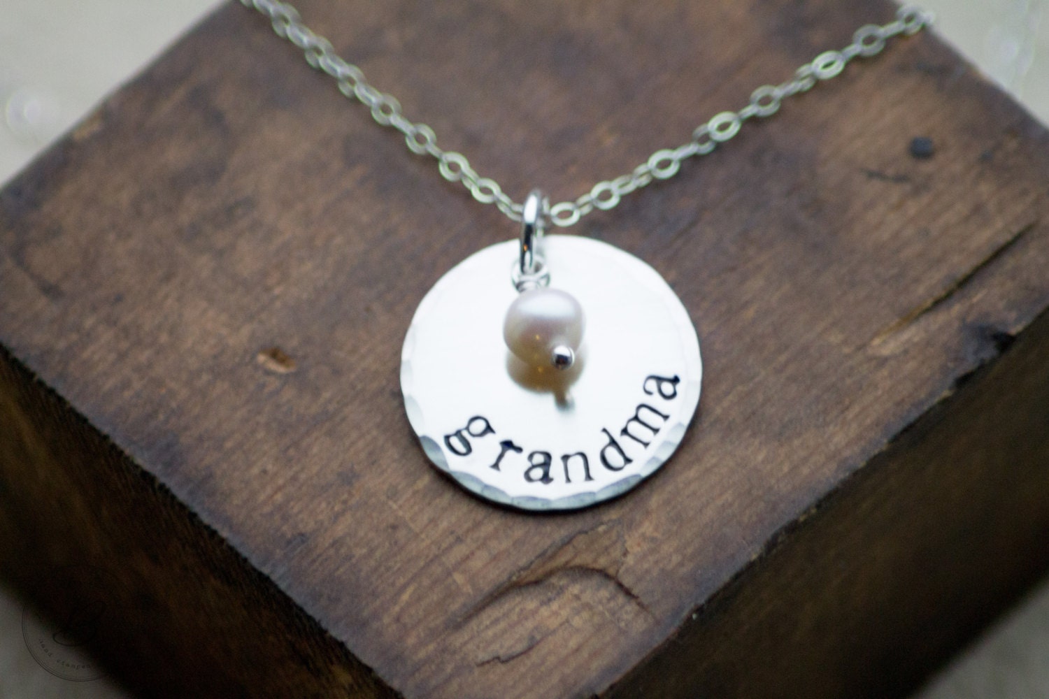 Grandma Sterling Silver Hand Stamped Circle Disc Necklace Mothers Day