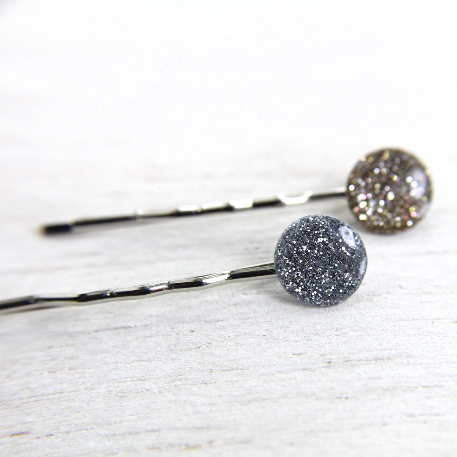 glitter hairpins - gold and silver hair pins - hair accessories