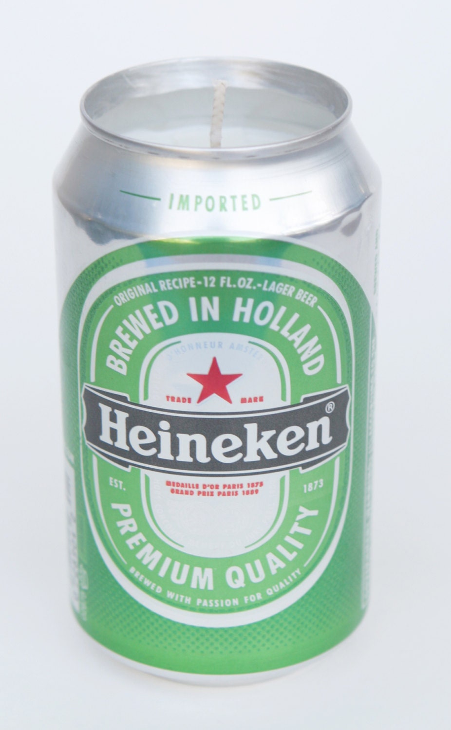 100% soy candle heineken beer can candle 12 oz