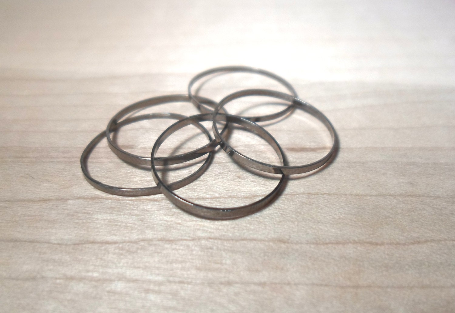 Single Above the Knuckle Ring - Chrome Gunmetal Ring - ONE stack midi ring
