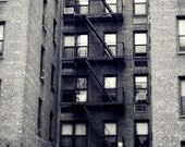 Going Down the Fire Escape 8x12 Photography Print, New York City Building Photo, NYC Wall Art, Metallic Paper