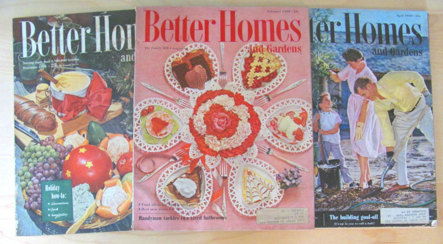 Vintage 1959 1953 Lot of 3 Better Homes and Gardens Magazines Midcentury 50s Rockabilly Advertising Advertisements Arts Crafts Cooking