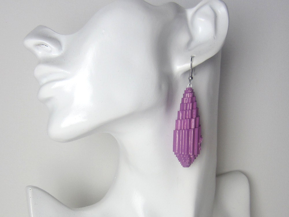 African violet: Drop Earrings - made of cardboard