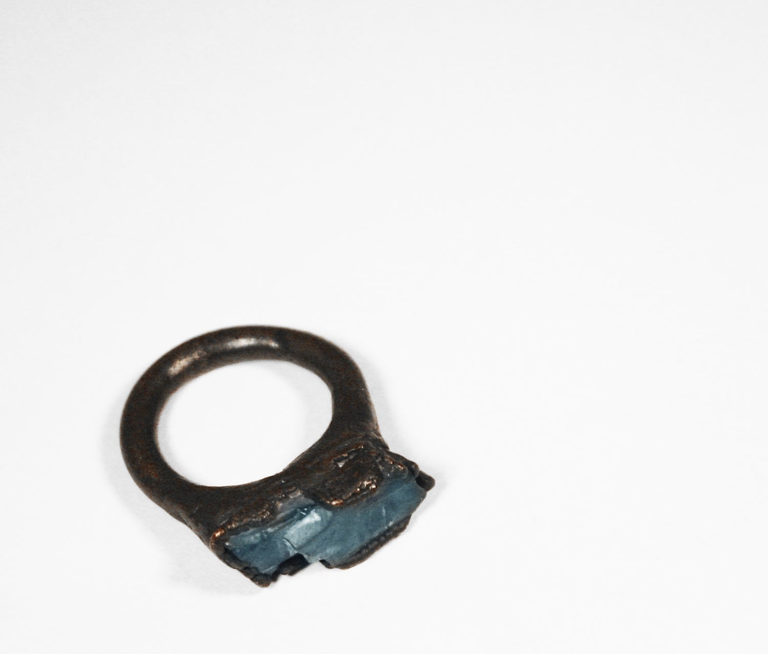Block Ring in Ocean // Blue Topaz Gemstone Mineral Copper Ring Electroformed Organic December Birthstone Copper Ring ( 5 )
