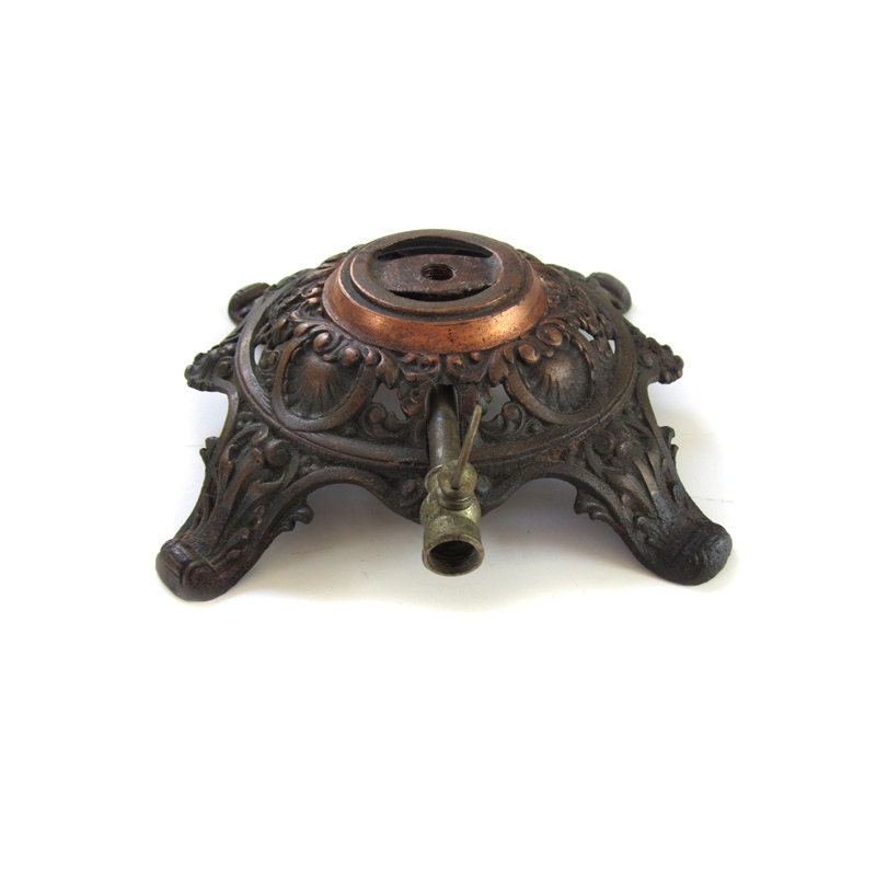 Antique Footed Victorian Cast Copper Gas Light Gaslight Lamp Base