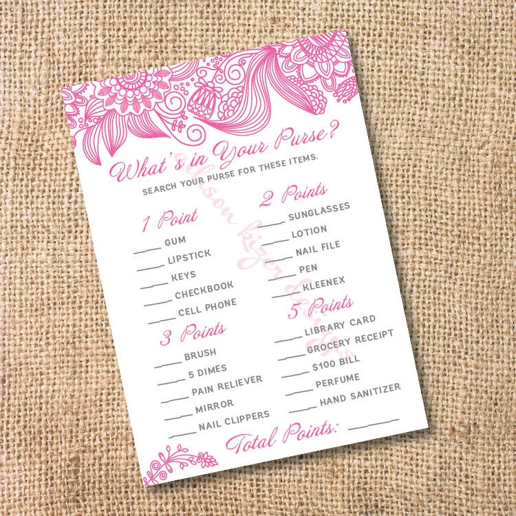 Modern Pink Floral Printable Purse Raid Game