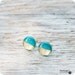 Earring Studs - Round turquoise Gold Posts