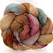 hand painted, organic polworth, 22 micron spinning fiber ,  combed top : felting supplies, wool roving