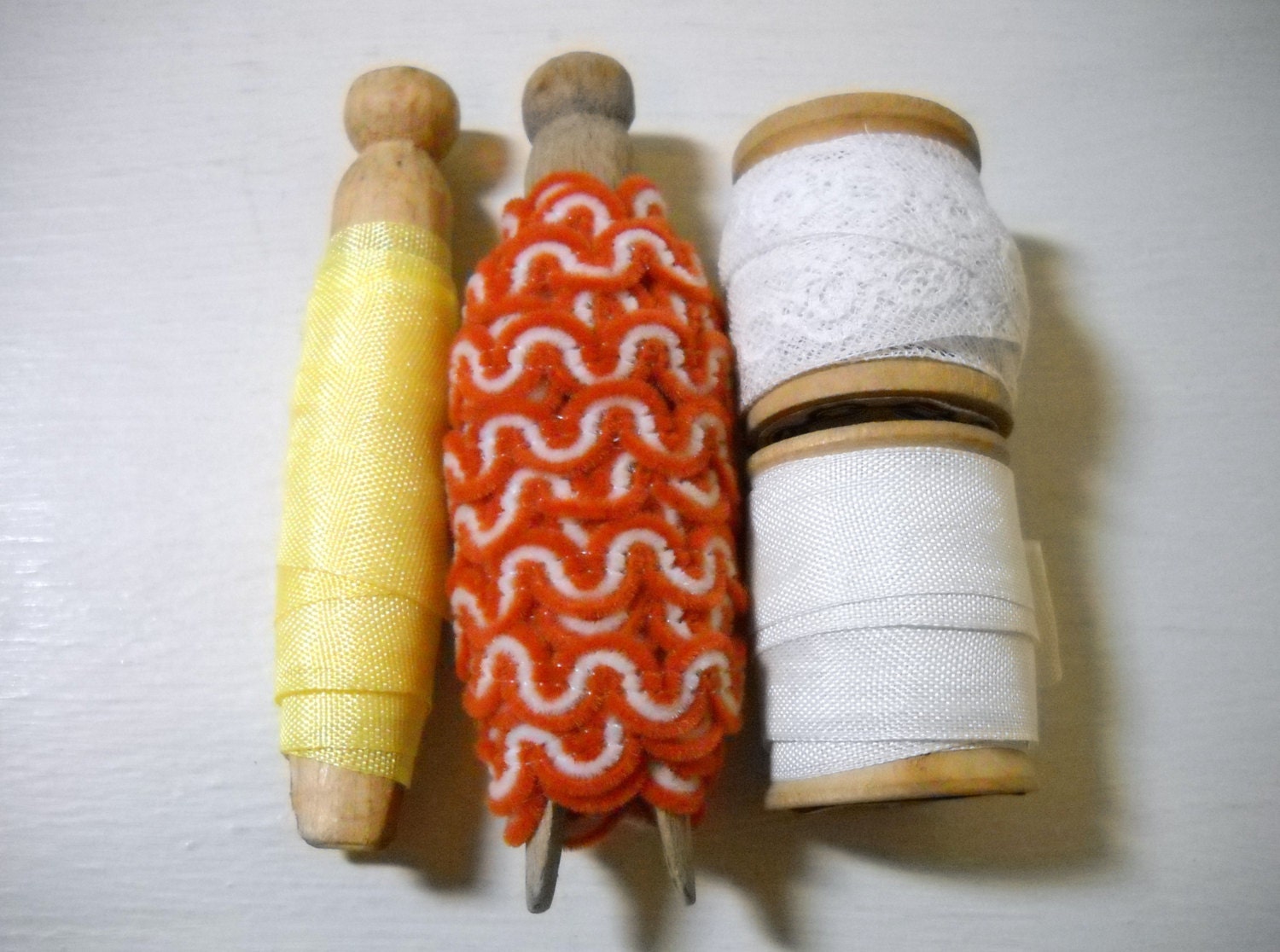DIY Lace Ribbon & Trim Bundle Over 9 Yards of Fun Orange Yellow and Cream