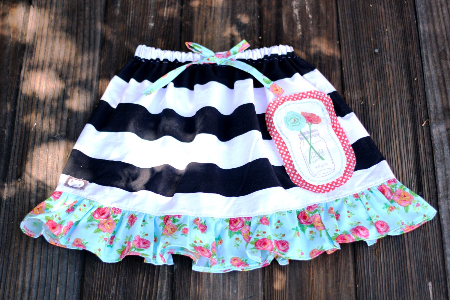 Mason Jar Bouqet party skirt- you pick size 6m 12m 18m 24m 2T 3T 4T 5 6 7 - Birthday Summer Flowers Mason Jar