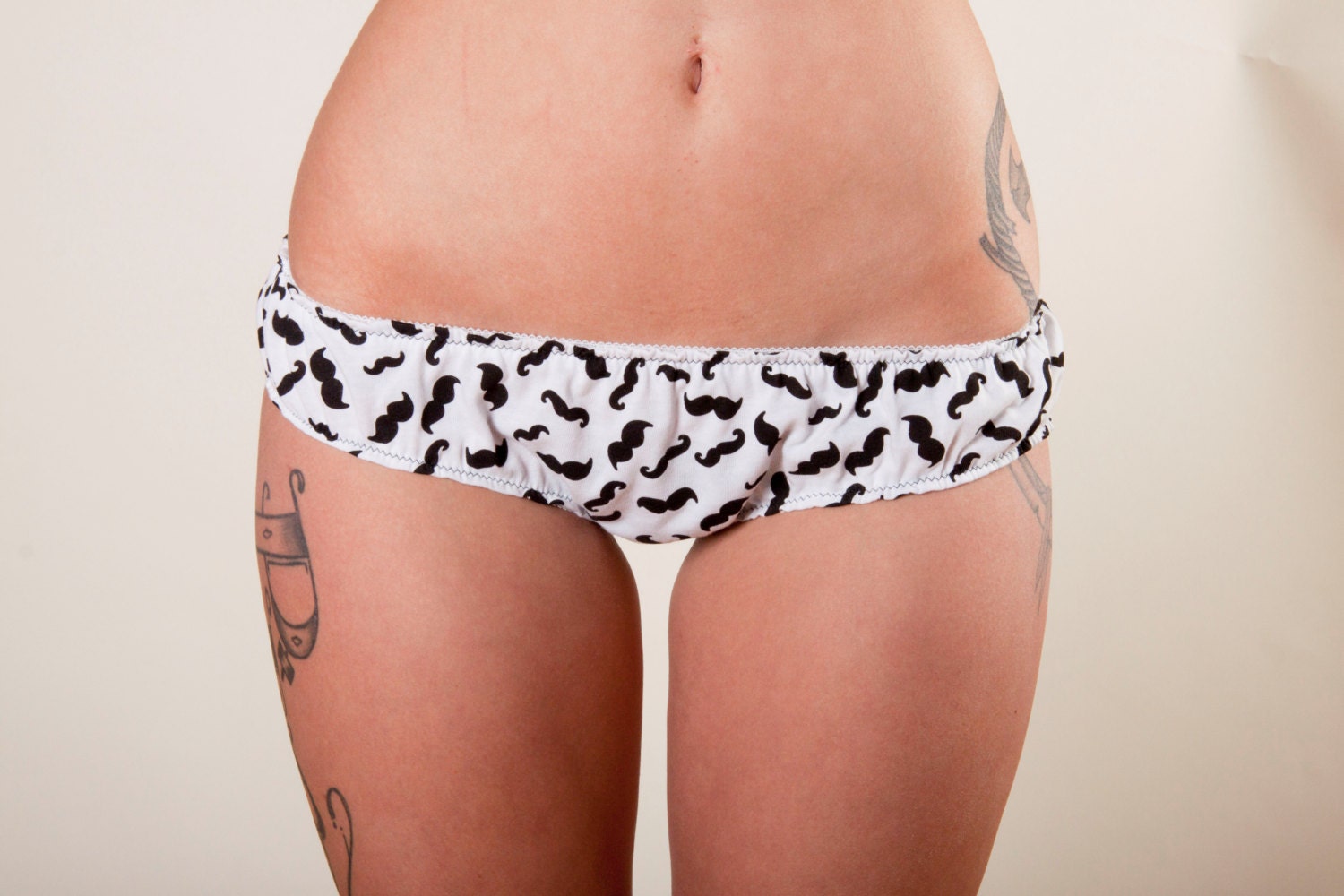Cotton Knit Mustache Panties