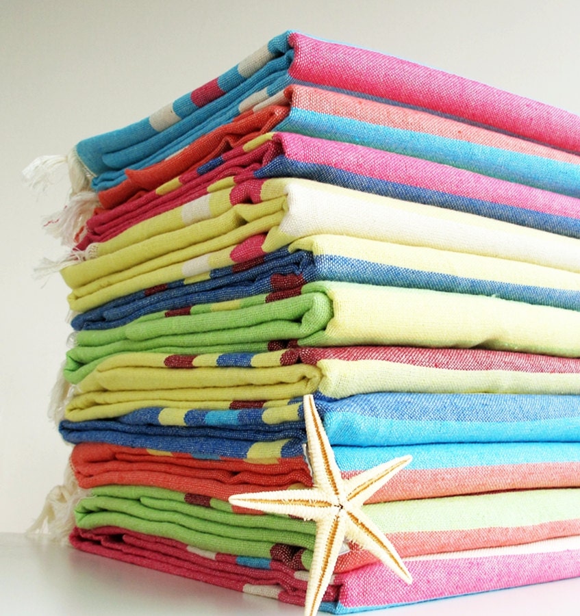 Gift Set of 2,NATURAL Cotton,Eco Friendly PESHTEMAL, Best Quality,Hand Woven Turkish Bath,Beach,Spa,Yoga,Pool Towel