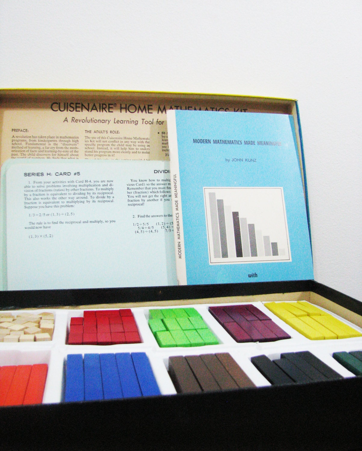 Vintage Cuisenaire Rod Set Home Mathematics Kit  Blocks 1965