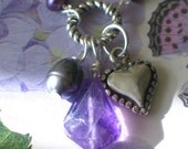 Amethyst & Silver Heart Charm Necklace, Valentine's Day