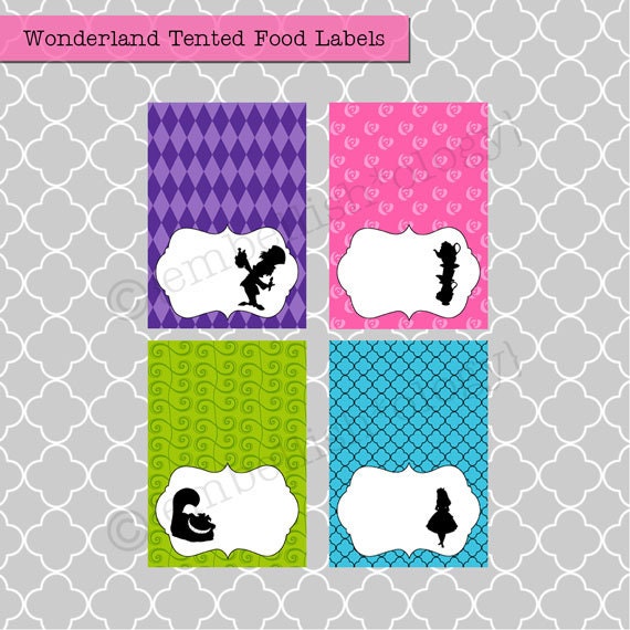 Wonderland  - Printable TENTED Food Labels/Place Cards