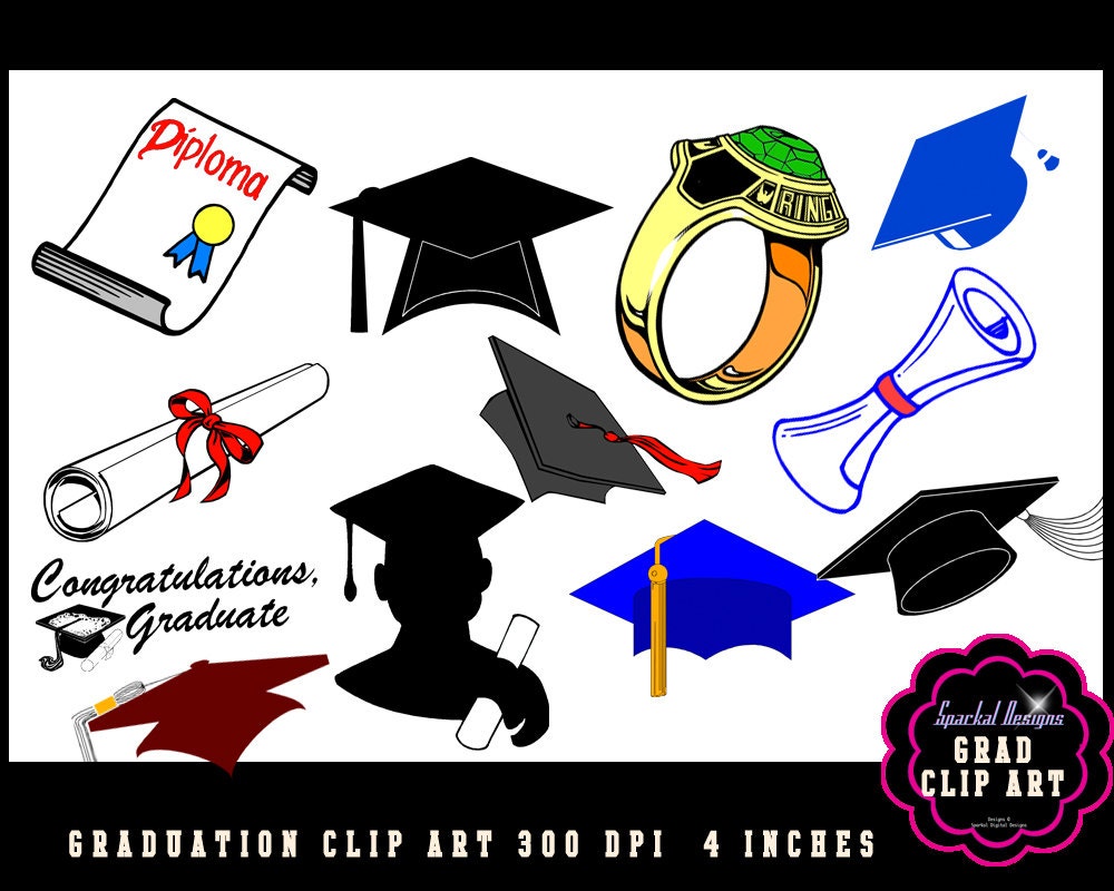 GRADUATION Clip Art Scroll clip art Grad clipart Diploma clip art Graduation announcement Images Diploma Instant Download Degree clipart Il_570xn