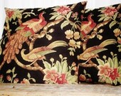 Pillow Cover 24x24 Peacock Floral Lirica Coal Pattern by Magnolia Fabrics