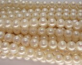 Full Strand Lustrous AA White Freshwater Pearl Round Beads 8-9mm