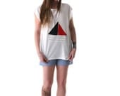 New collection, Boat Tshirt, Women white top, Summer shirt