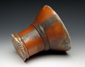 Small Vase, porcelain, oribe glaze, avery flash, woodfired