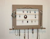 Earring and Jewelry Organizer Accessory Holder Wood Frame Wall Mounted for Bracelets, Necklaces and Earrings.