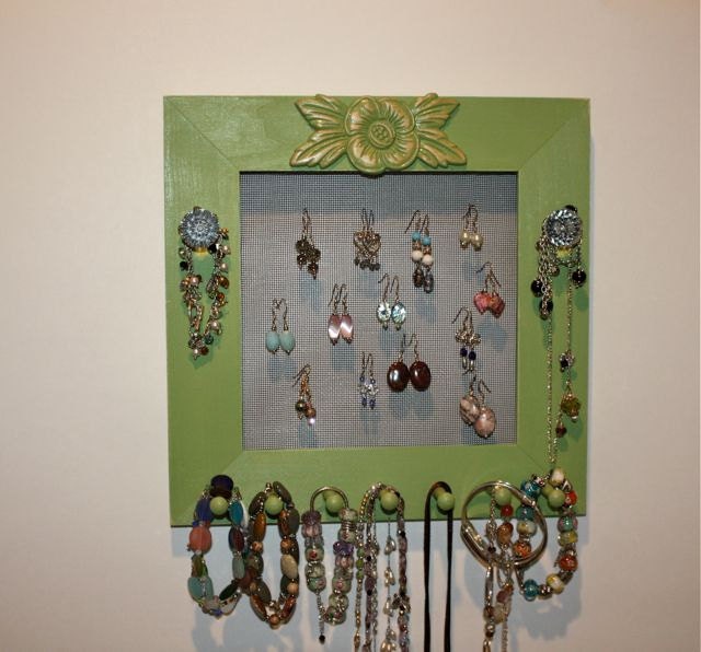 Earring Holder Organizer Frame Wall Hanging Jewelry Holder Earrings, Necklaces, Bracelets.