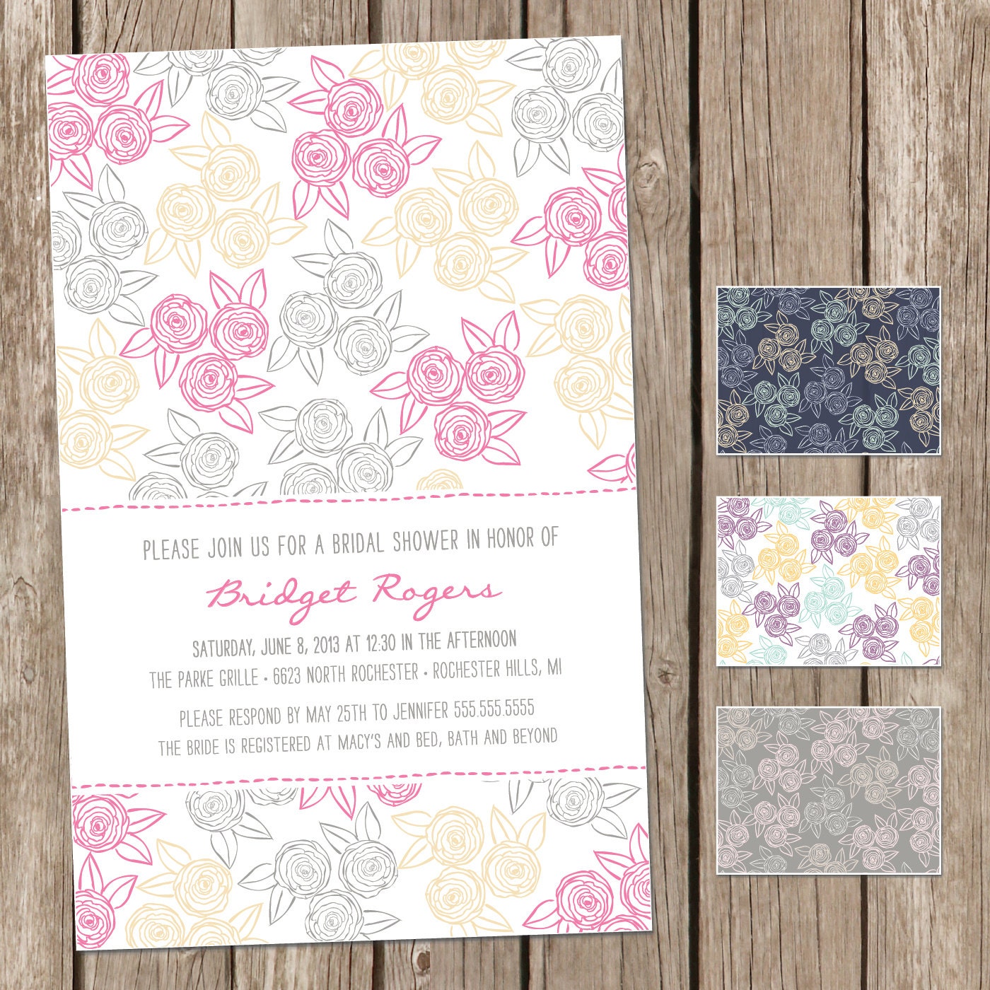 Rustic Rosette Bridal Shower Invite - DEPOSIT