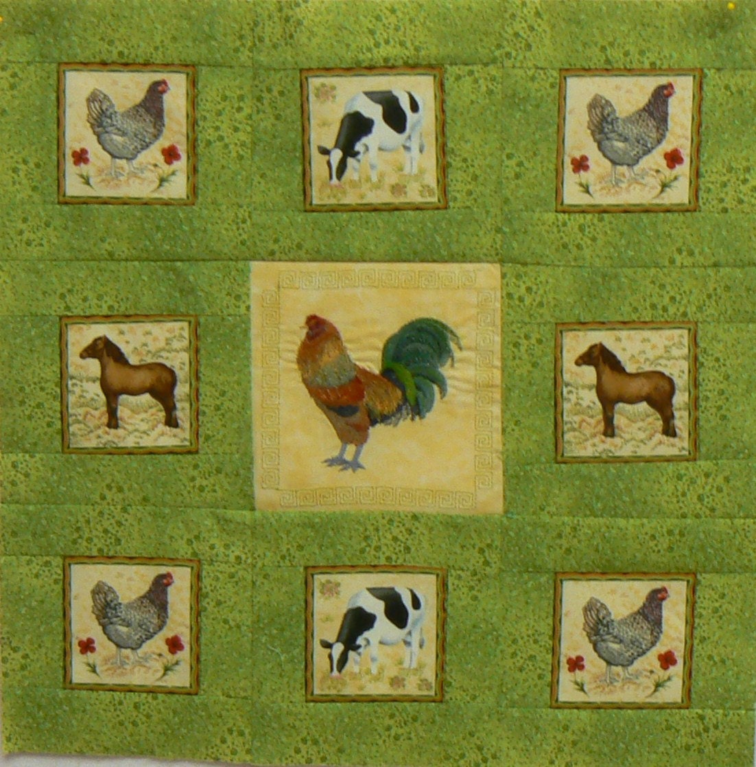 Rooster-Farm Animals Quilted Wallhanging