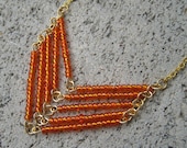 Tangerine Orange Chevron Beaded Long Necklace