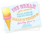 Customized and Printable Ice Cream Party Invitation