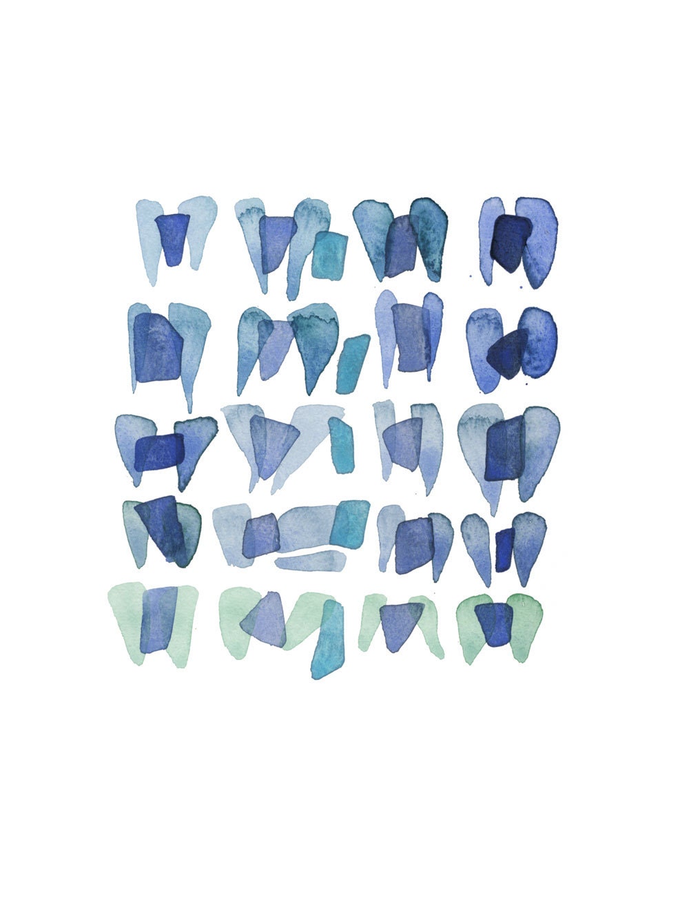 Sea Glass  Abstract painting Watercolor painting blue ultramarine cobalt  original painting
