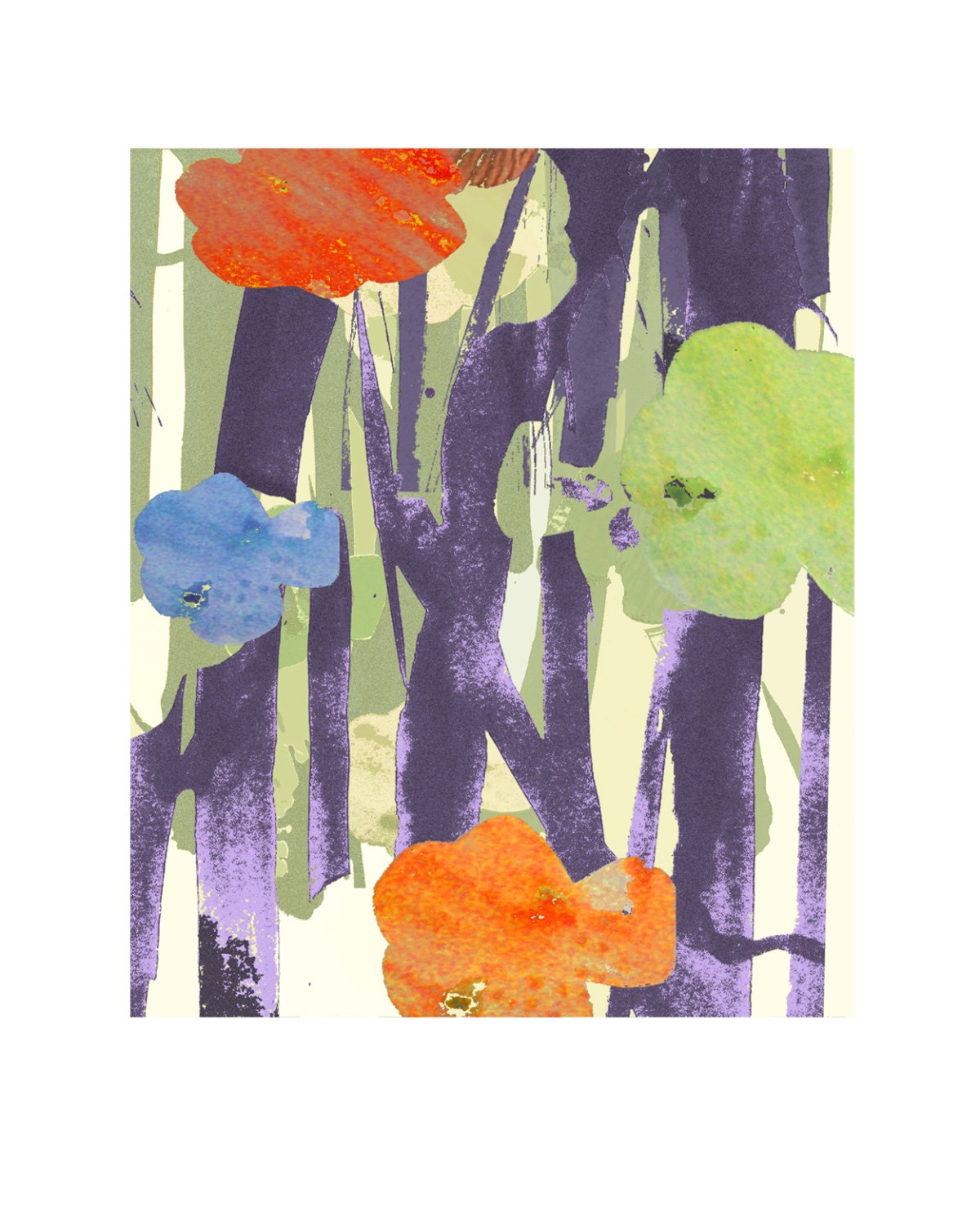 green purple  flowers giclee print  floral home decor 8x10" series mother's day  mom
